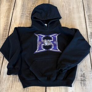 Gildan Black Hoodie with Purple Graphic Bulldog H